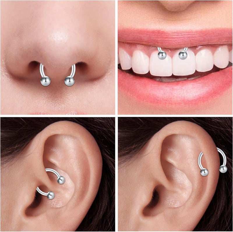 Mayhoop 16G 20Pcs Surgical Steel Nose Rings Septum Rings Captive Bead Rings Horseshoe Piercing Jewelry Cartilage Helix Daith Tragus Earring Hoop Lip Hinged Seamless Nose Hoop Ring for Women Men - Image 4